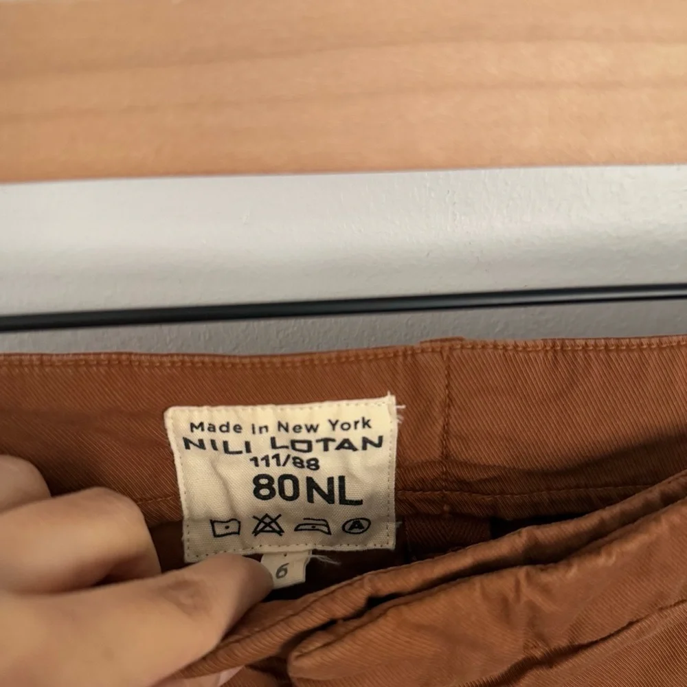 nili lotan 6 paris ankle twill pant drop crotch Maple Brown slouchy boho - Picture 2 of 8